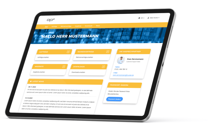Dashboard Kundenportal APplus-Edition